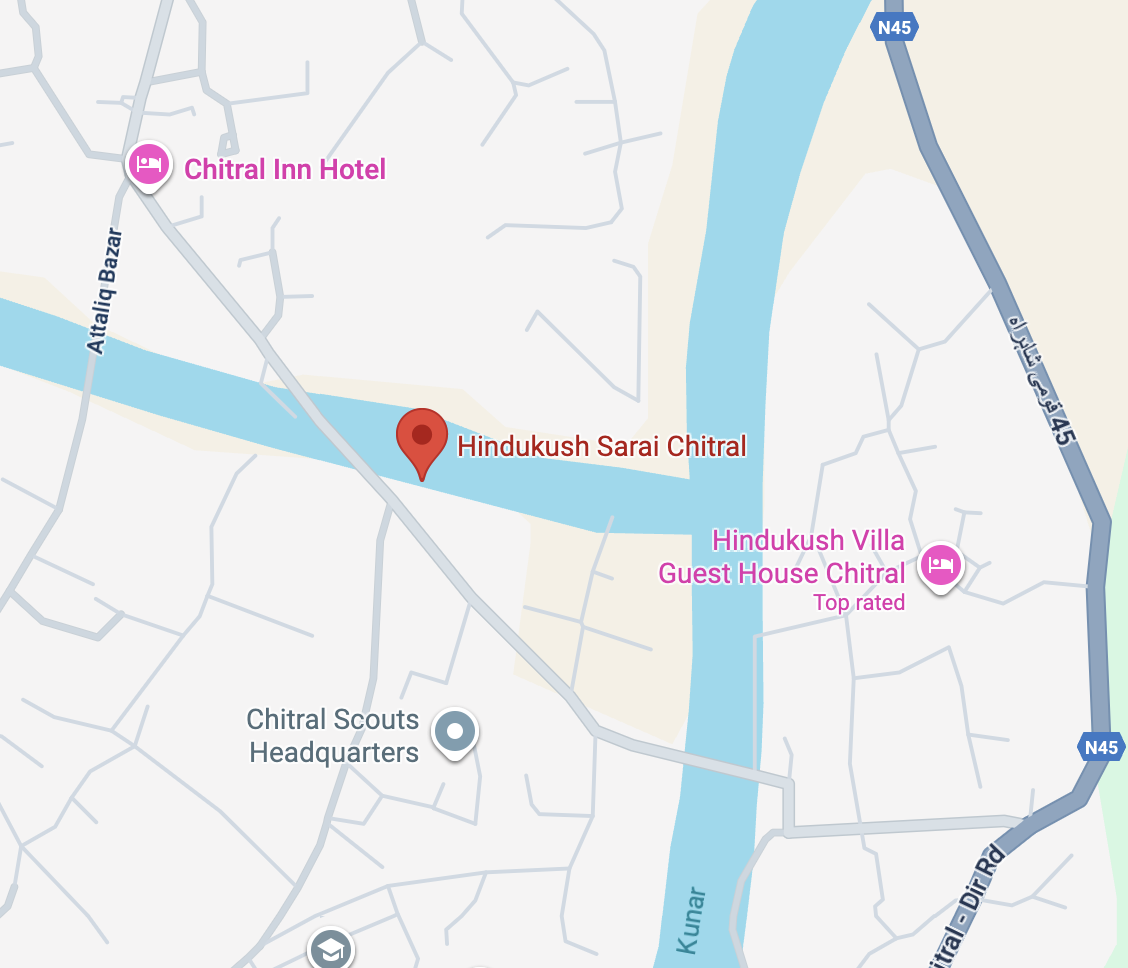 Map location of Hindukush Sarai Chitral